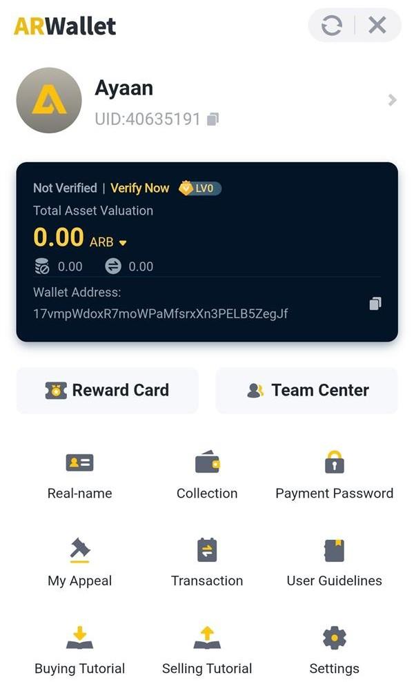 Setting Up User Profile in AR Wallet